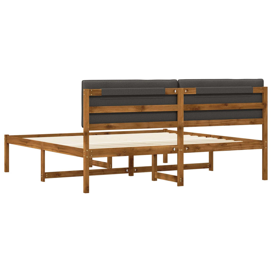 Bed Frame with Upholstered Headboard Natural and Dark Grey