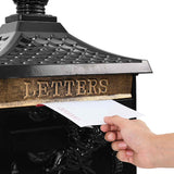 Standing Mailbox Black 42.5 x 29.5 x 117 cm Cast Aluminum - Low Angle