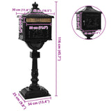 Standing Mailbox Black 42.5 x 29.5 x 117 cm Cast Aluminum - Extra Image
