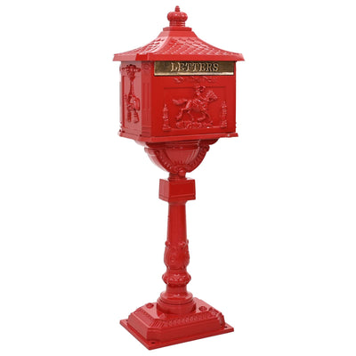 Standing Mailbox Red 42.5 x 29.5 x 117 cm Cast Aluminum