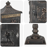Standing Mailbox Bronze 42.5 x 29.5 x 117 cm Cast Aluminum - Rear View