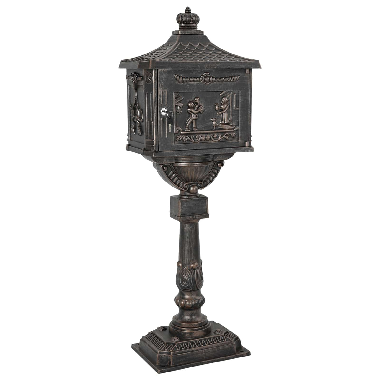 Standing Mailbox Bronze 42.5 x 29.5 x 117 cm Cast Aluminum