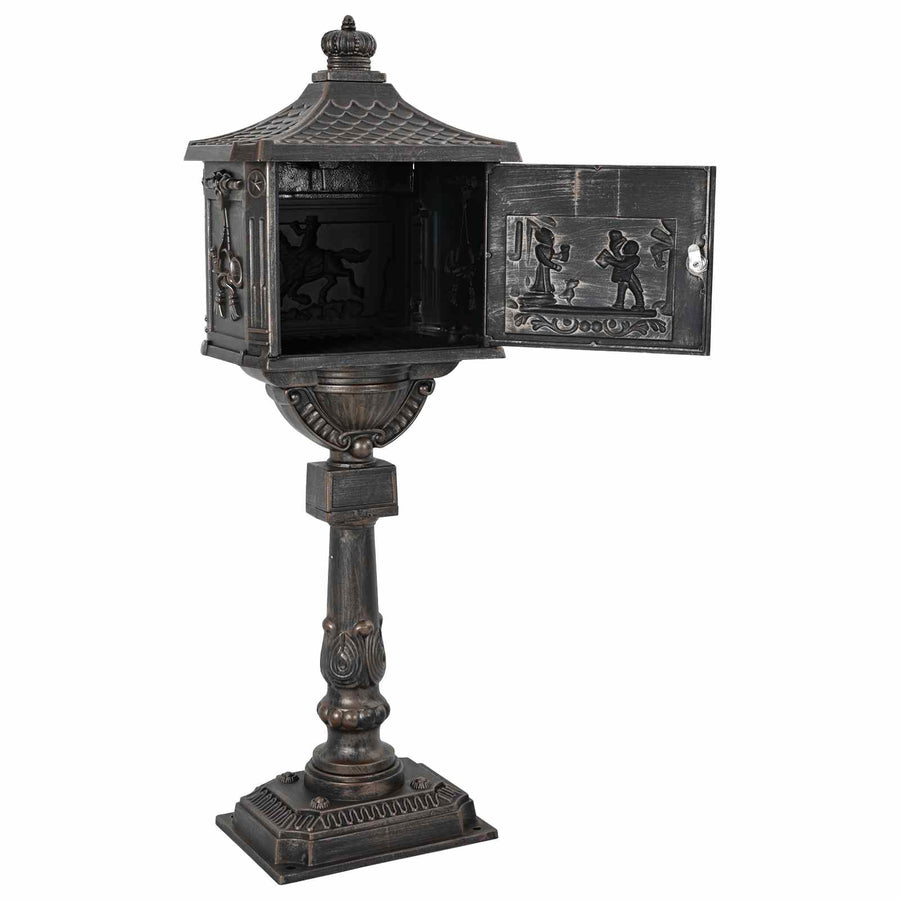 Standing Mailbox Bronze 42.5 x 29.5 x 117 cm Cast Aluminum