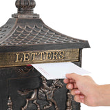 Standing Mailbox Bronze 42.5 x 29.5 x 117 cm Cast Aluminum - Low Angle