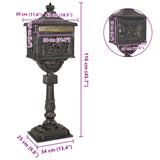 Standing Mailbox Bronze 42.5 x 29.5 x 117 cm Cast Aluminum - Extra Image