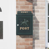Wall Mounted Mailbox Green 29 x 13 x 41 cm Cast Aluminum