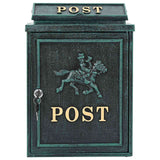 Wall Mounted Mailbox Green 29 x 13 x 41 cm Cast Aluminum - Rear View