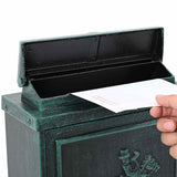 Wall Mounted Mailbox Green 29 x 13 x 41 cm Cast Aluminum