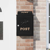 Wall Mounted Mailbox Black 29 x 13 x 41 cm Cast Aluminum - Top-Down View