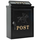 Wall Mounted Mailbox Black 29 x 13 x 41 cm Cast Aluminum - Front View