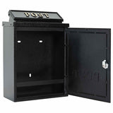 Wall Mounted Mailbox Black 29 x 13 x 41 cm Cast Aluminum - 45-Degree Angle