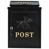 Wall Mounted Mailbox Black 29 x 13 x 41 cm Cast Aluminum - Rear View