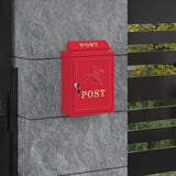 Wall Mounted Mailbox Red 29 x 13 x 41 cm Cast Aluminum