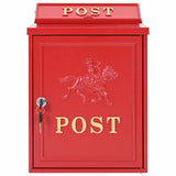 Wall Mounted Mailbox Red 29 x 13 x 41 cm Cast Aluminum