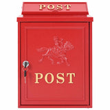 Wall Mounted Mailbox Red 29 x 13 x 41 cm Cast Aluminum - Rear View