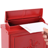 Wall Mounted Mailbox Red 29 x 13 x 41 cm Cast Aluminum - Side View