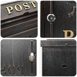 Wall Mounted Mailbox Bronze 29 x 13 x 41 cm Cast Aluminum - Extra Image