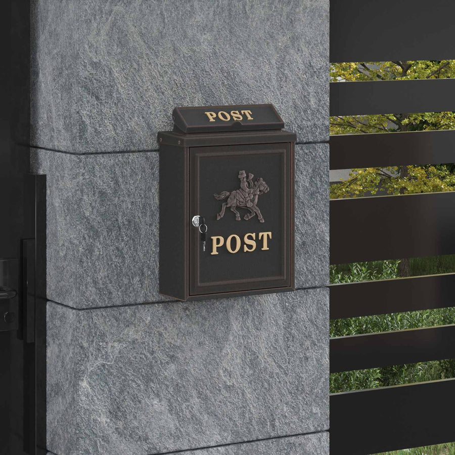 Wall Mounted Mailbox Bronze 29 x 13 x 41 cm Cast Aluminum