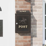 Wall Mounted Mailbox Bronze 29 x 13 x 41 cm Cast Aluminum - Top-Down View