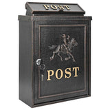 Wall Mounted Mailbox Bronze 29 x 13 x 41 cm Cast Aluminum - Front View