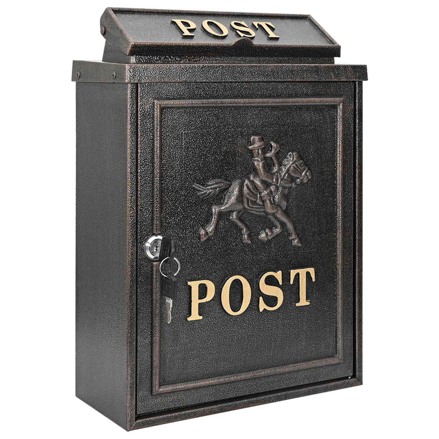 Wall Mounted Mailbox Bronze 29 x 13 x 41 cm Cast Aluminum