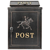 Wall Mounted Mailbox Bronze 29 x 13 x 41 cm Cast Aluminum - Rear View