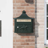 Wall Mounted Mailbox Green 40.5 x 16 x 45 cm Cast Aluminum - Top-Down View