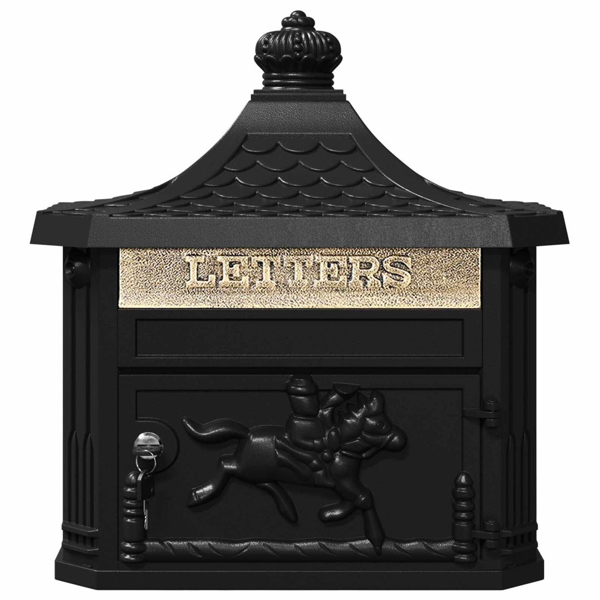 Wall Mounted Mailbox Black 40.5 x 16 x 45 cm Cast Aluminum
