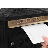 Wall Mounted Mailbox Black 40.5 x 16 x 45 cm Cast Aluminum - Side View