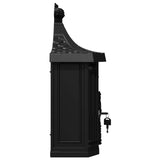 Wall Mounted Mailbox Black 40.5 x 16 x 45 cm Cast Aluminum - Close-Up Angle