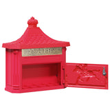 Wall Mounted Mailbox Red 40.5 x 16 x 45 cm Cast Aluminum - 45-Degree Angle