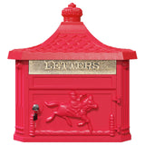 Wall Mounted Mailbox Red 40.5 x 16 x 45 cm Cast Aluminum - Rear View