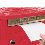 Wall Mounted Mailbox Red 40.5 x 16 x 45 cm Cast Aluminum - Side View