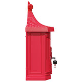 Wall Mounted Mailbox Red 40.5 x 16 x 45 cm Cast Aluminum - Close-Up Angle