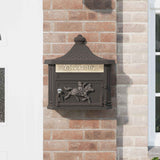 Wall Mounted Mailbox Bronze 40.5 x 16 x 45 cm Cast Aluminum - Top-Down View