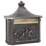 Wall Mounted Mailbox Bronze 40.5 x 16 x 45 cm Cast Aluminum - Front View