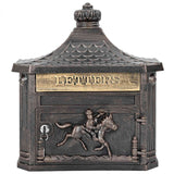 Wall Mounted Mailbox Bronze 40.5 x 16 x 45 cm Cast Aluminum - Rear View