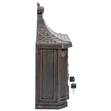 Wall Mounted Mailbox Bronze 40.5 x 16 x 45 cm Cast Aluminum - Close-Up Angle
