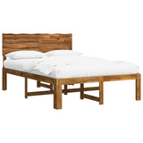 Double bed frame with headboard ROSTOCK Natural 135 x 190 cm - Front View