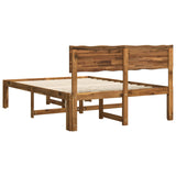 Double bed frame with headboard ROSTOCK Natural 150 x 200 cm - Rear View