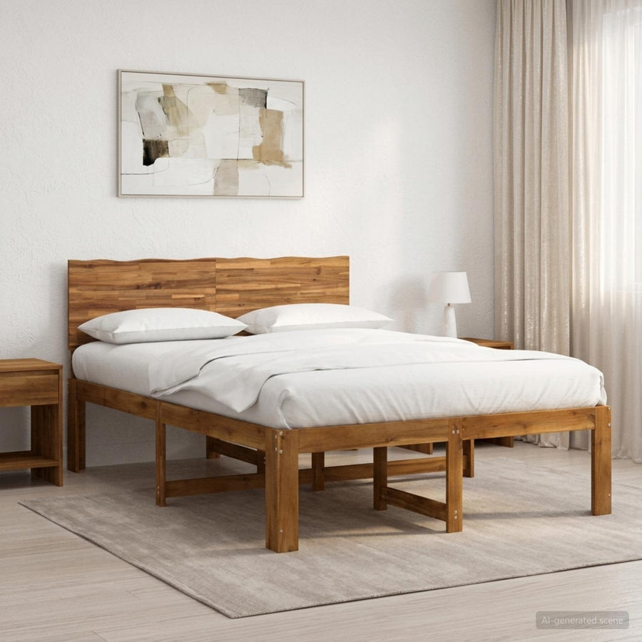 Double bed frame with headboard ROSTOCK Natural 135 x 190 cm