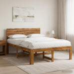 Double bed frame with headboard ROSTOCK Natural 150 x 200 cm