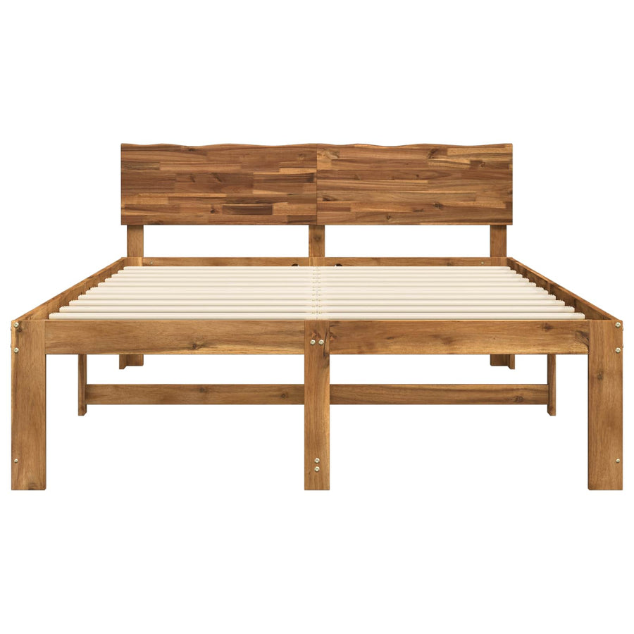 Double bed frame with headboard ROSTOCK Natural 150 x 200 cm