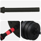 2-in-1 Dumbbell Barbell Set 20 kg Black and Red - Rear View