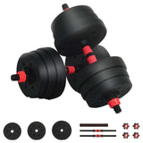 2-in-1 Dumbbell Barbell Set 20 kg Black and Red - Front View