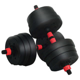 2-in-1 Dumbbell Barbell Set 20 kg Black and Red - Top-Down View