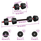 2-in-1 Dumbbell Barbell Set 20 kg Black and Red - Low Angle
