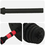 2-in-1 Dumbbell Barbell Set 30 kg Black and Red