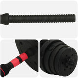 2-in-1 Dumbbell Barbell Set 30 kg Black and Red - Rear View