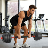 2-in-1 Dumbbell Barbell Set 30 kg Black and Red - Side View
